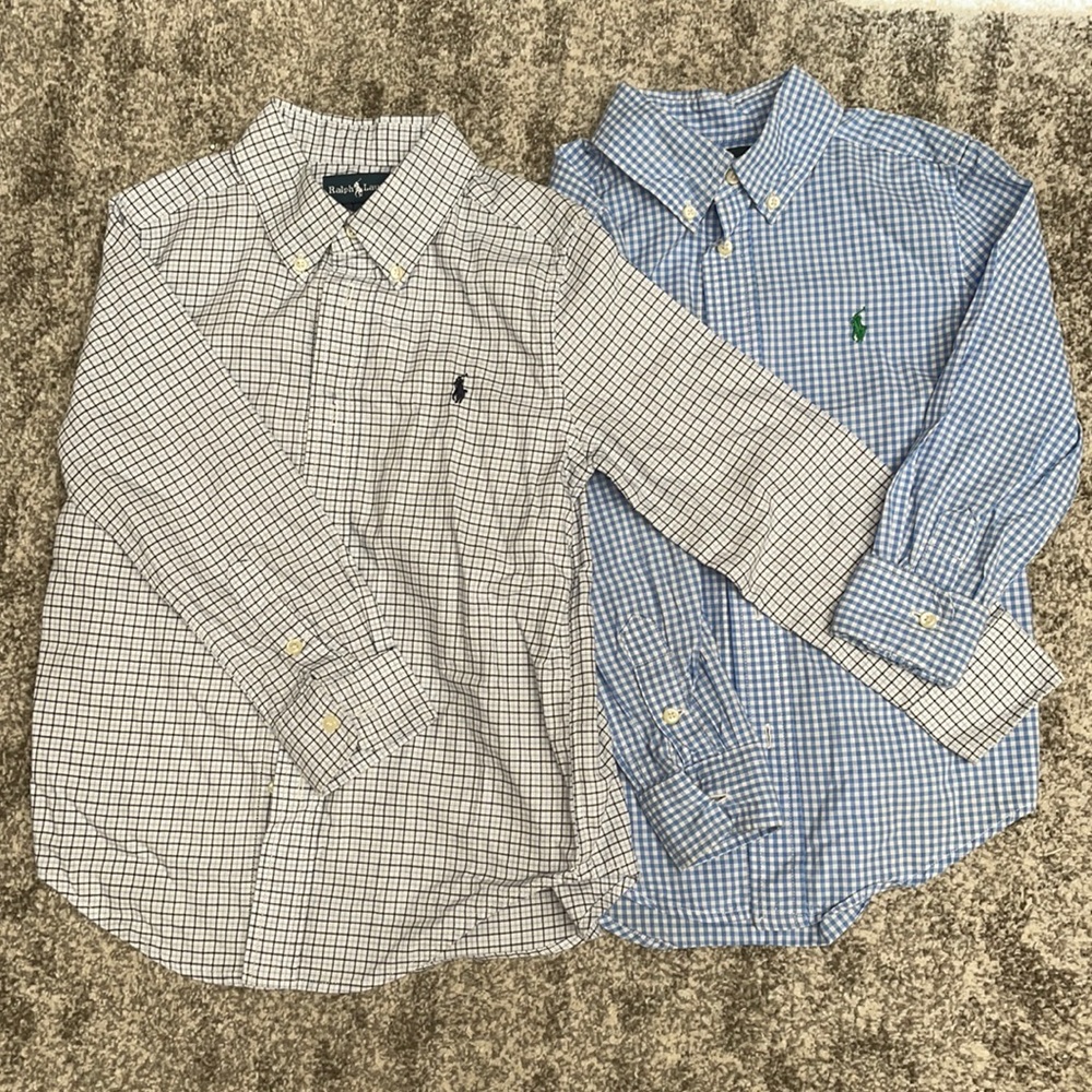 Ralph Lauren Kids Checkered Button Down Shirts - Black and Blue